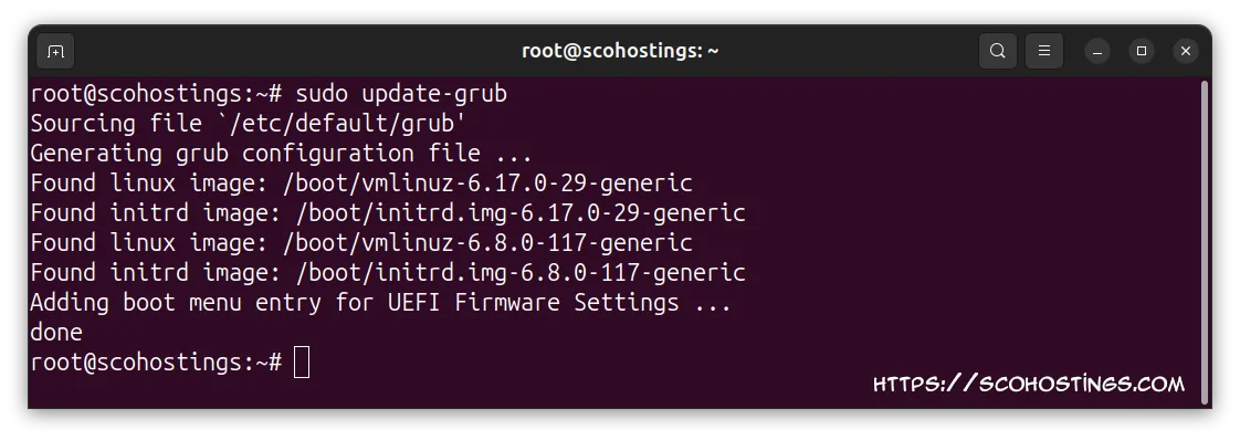 Linux update grub