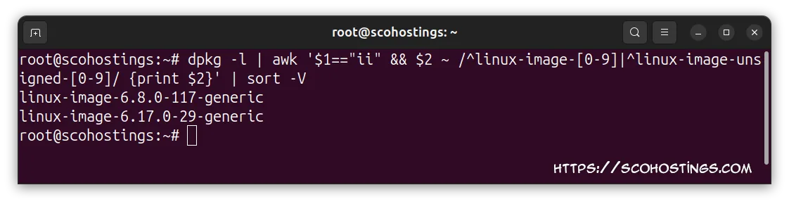 List installed linux kernels